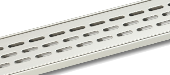 Slotted linear shower drain grill finish