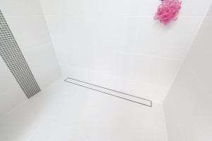 completed wet room drain installation