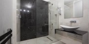 Luxurious black and white ensuite