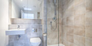 clean wet room in white