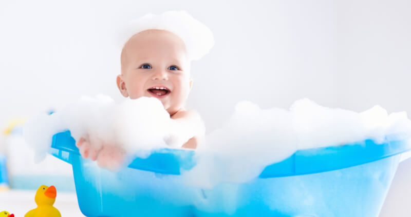 baby in a wetroom