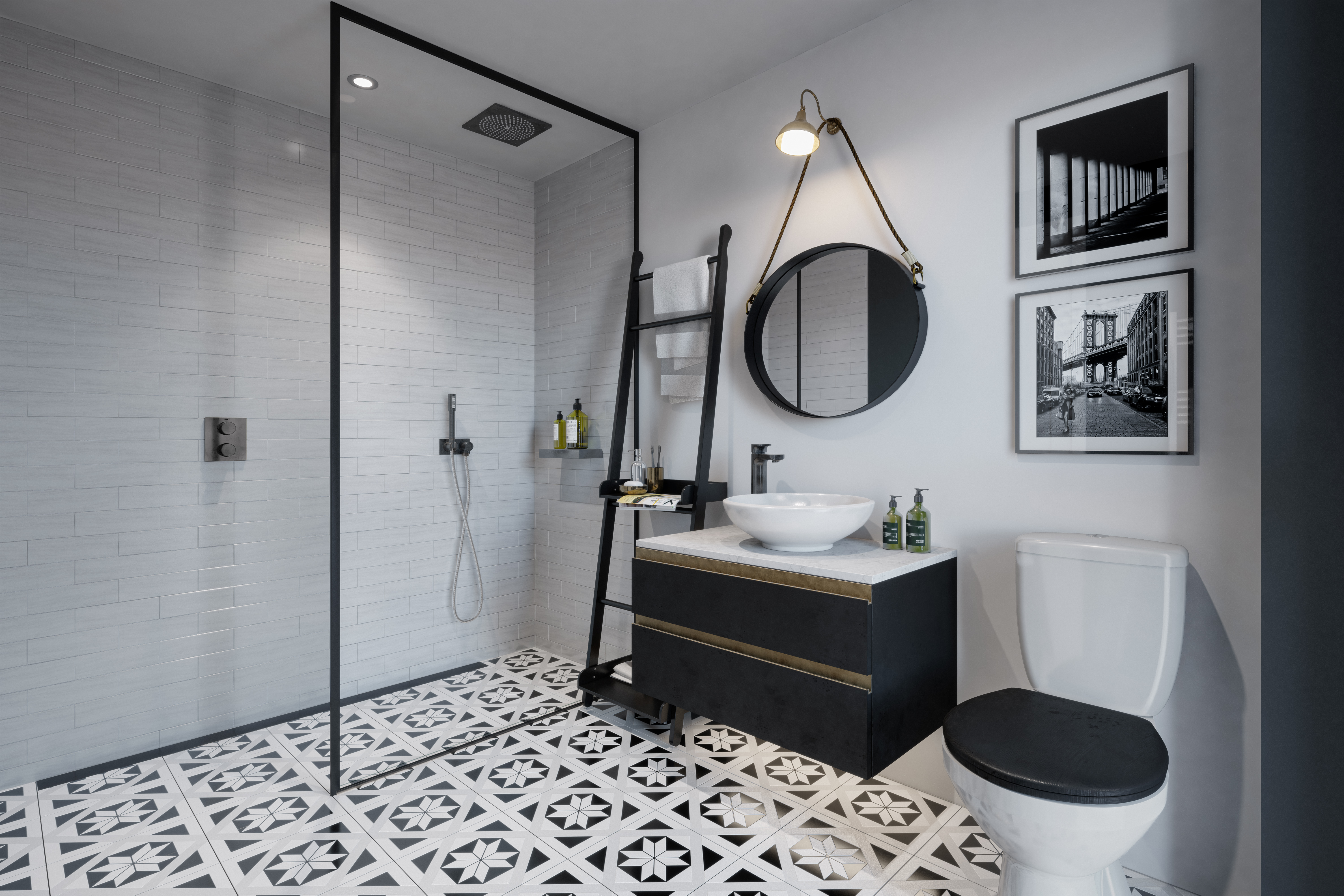 Monochrome bathroom store