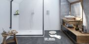 Garla Shower Tray on Tiled Floor Bathroom 6 with trap and lo-seal cropped