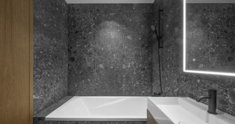 Granite style tiling in wetroom