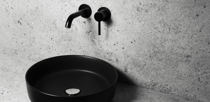 Black matte tap and sink