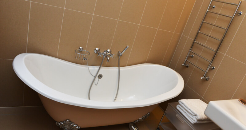 Terracotta tiles in bathroom