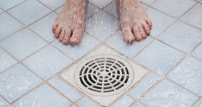 feet near a drain