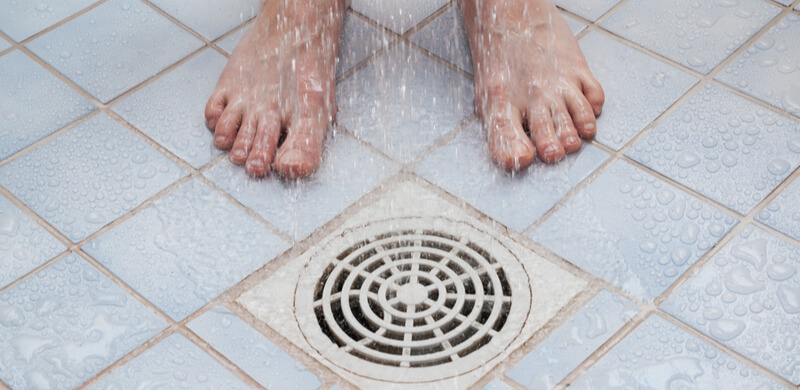 feet near a drain