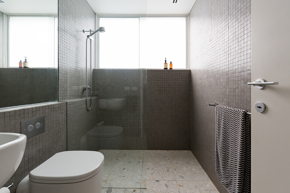 Compact Wetroom With Mosaic Tiles for Small Hotel Bathrooms 