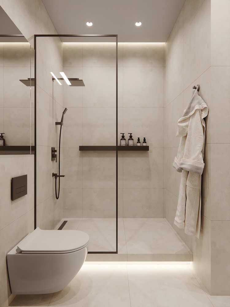 Minimalist Wetroom With Integrated Lighting & Recessed Storage 
